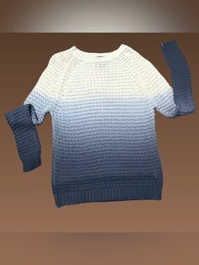 IN GOOD CONDITION Harlowe & Graham Cream to Blue Ombre Crewneck Sweater